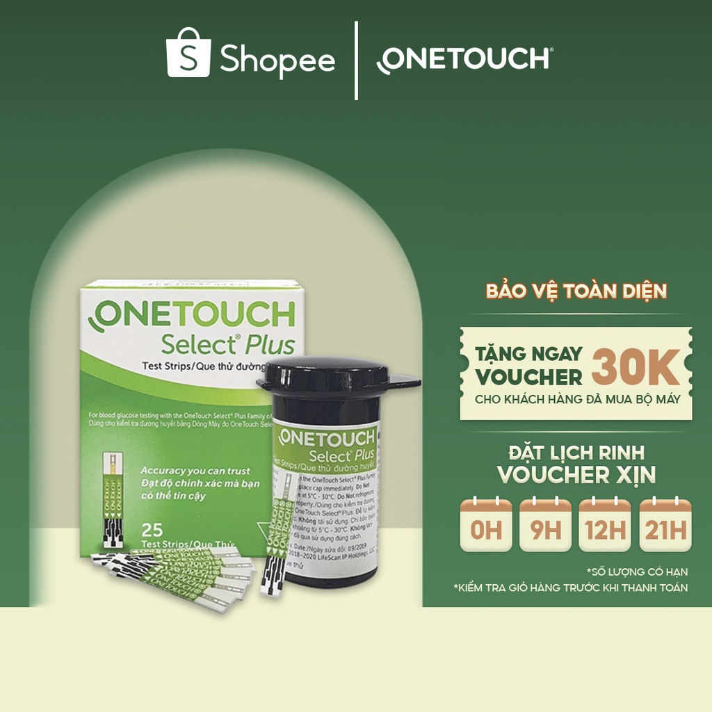 Que thử đường huyết OneTouch Select Plus 25 que/hộp