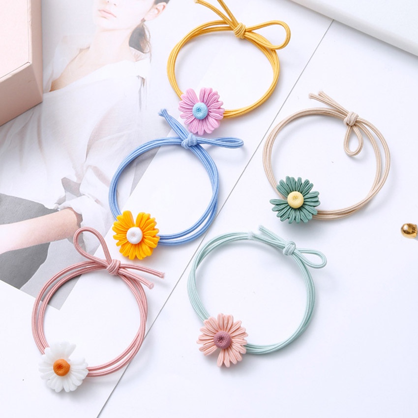Dây buộc tóc nữ hoa cúc Daisies - Set 5 dây cột tóc dễ thương, bền đẹp - NASI Store