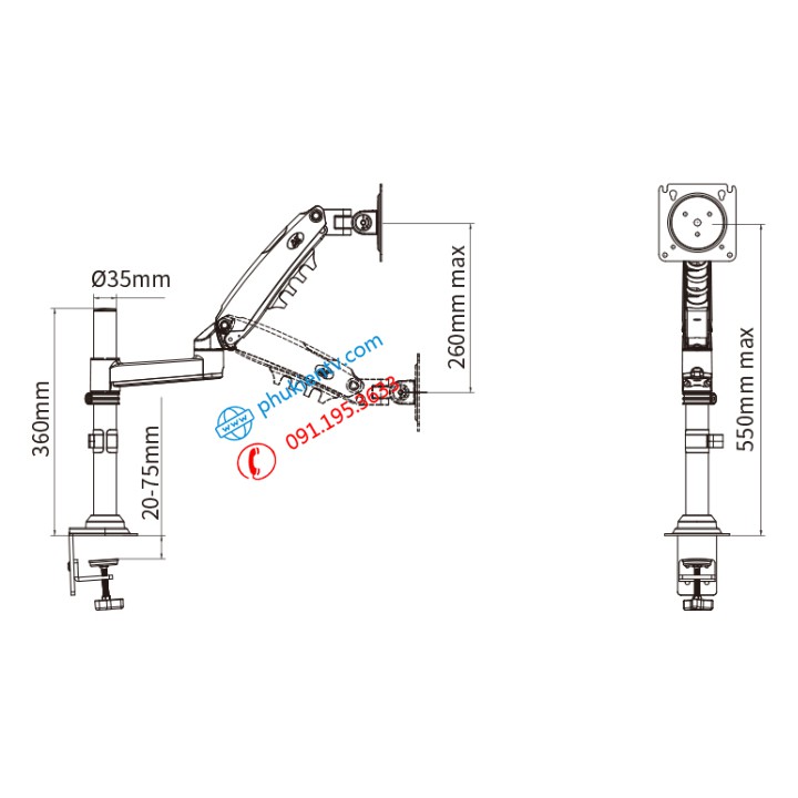 [NEW 2021] Giá treo màn hình NB H80 17 - 27 Inch Giá đỡ màn hình máy tính xoay 360 độ - Tay treo màn hình chính hãng