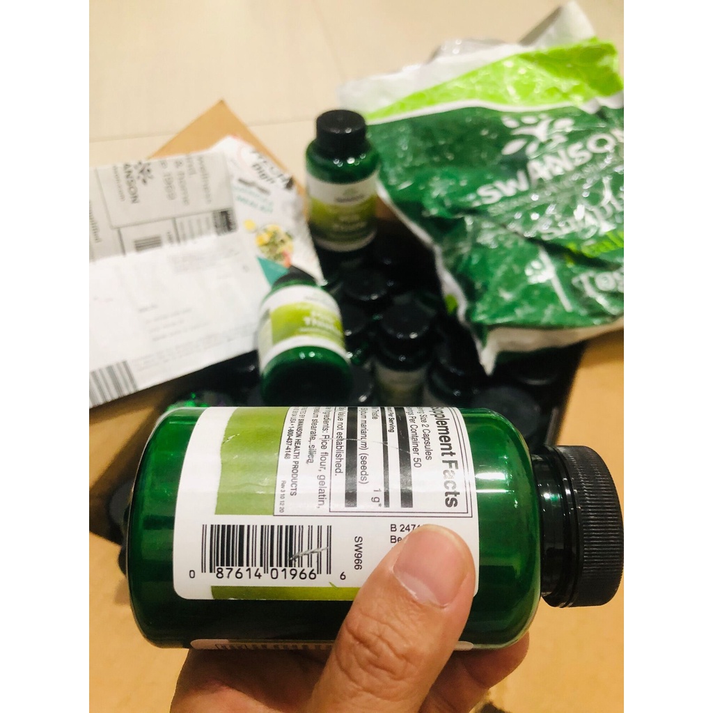 Viên uống giải độc gan hỗ trợ chức năng gan Swanson Full Spectrum Milk Thistle của Mỹ 100 Viên