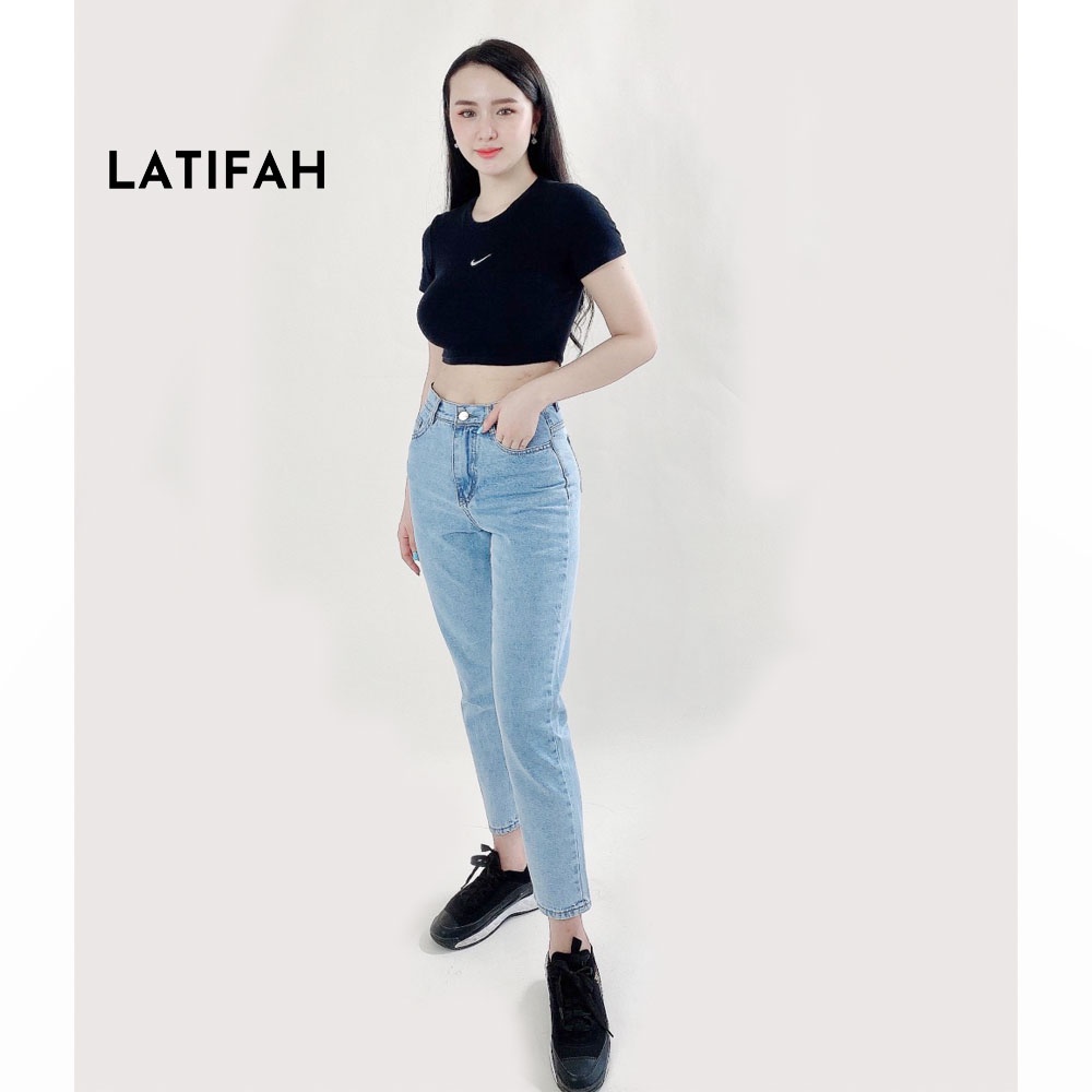 Quần baggy jean nữ Latifah ống nhỏ trơn lai thường QD022 phong cách hàn quốc trẻ trung