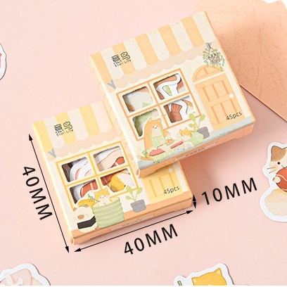 Hộp 45 miếng dán trang trí hình động vật dễ thương DIY