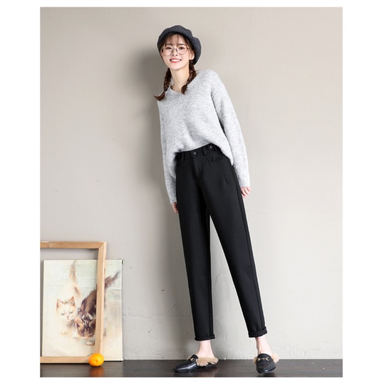 Quần baggy dạ nữ chất vải dạ hàn dày dặn , mềm mịn, co giãn 4 chiều BlackCatShop M11 | BigBuy360 - bigbuy360.vn