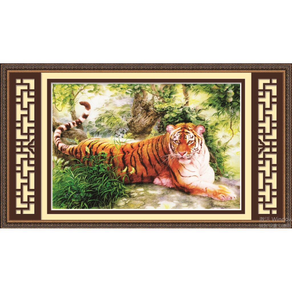 Tranh thêu hổ cọp Mãnh Hổ Hùng Phong 3D 53528 (78x51) chưa thêu