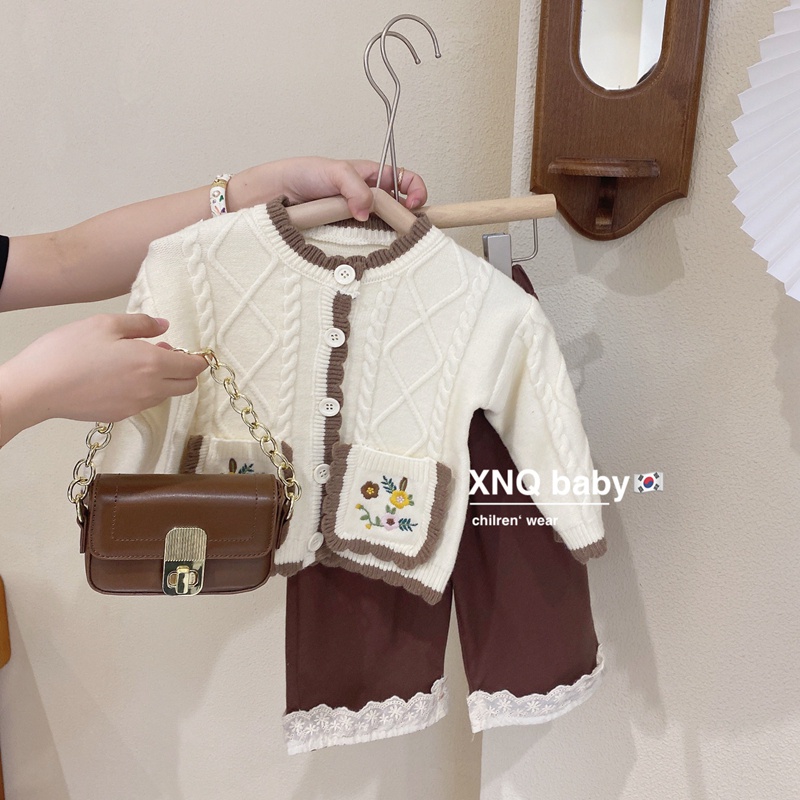 Áo Cardigan Dệt Kim Thêu Hoa Nhỏ Phong Cách Phương Tây Thời Trang Mùa Thu Mới 2022 Cho Bé Gái