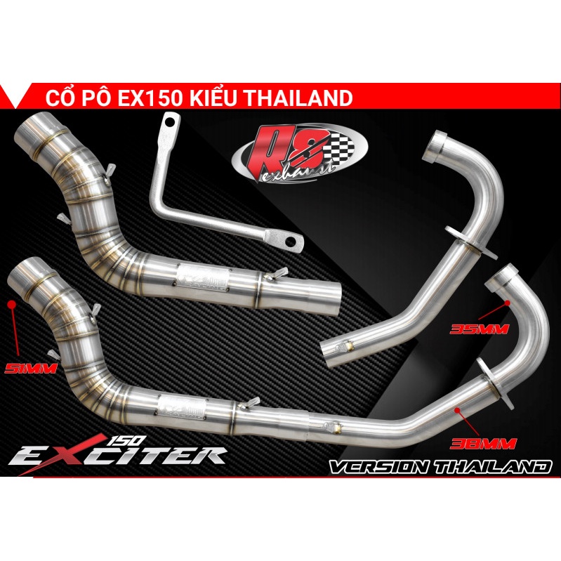 Cổ pô tăng  R8 RACING EX150 / Y15ZR INOX304