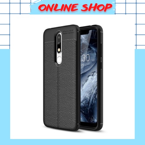 Ốp lưng Nokia X5/ Nokia 5.1 Plus dẻo vân da Auto Focus cao cấp ( Đen )