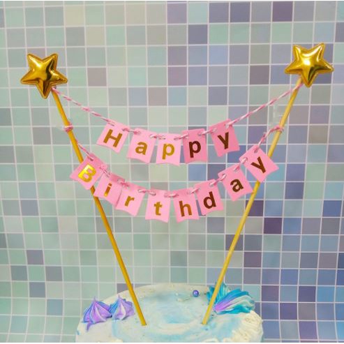 Phụ kiện trang trí bánh sinh nhật bánh kem - Dây chữ happy birthday