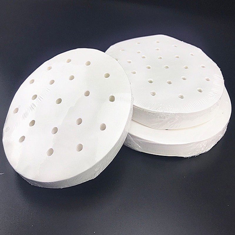 Set 100 Giấy Nến Đục Lỗ PUCA, Giấy nến Tròn Lót Nồi Chiên Không Dầu, Hấp Bánh