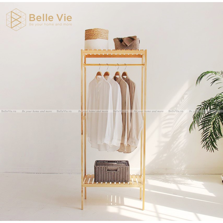 Tủ Treo Quần Áo 2 Tầng BELLEVIE Kệ Treo Quần Áo Lắp Ráp Shelf Hanger 2F KT 64cm x 35cm x 150cm