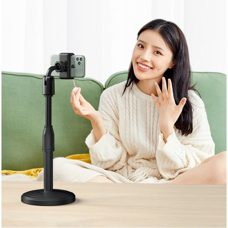 Giá Đỡ Điện Thoại Livestream để Treo Kẹp Quay Phim Ghi Hình xem video Ổn Định Xoay 360 Độ - Chiều Cao 38mm - Đế Nặng