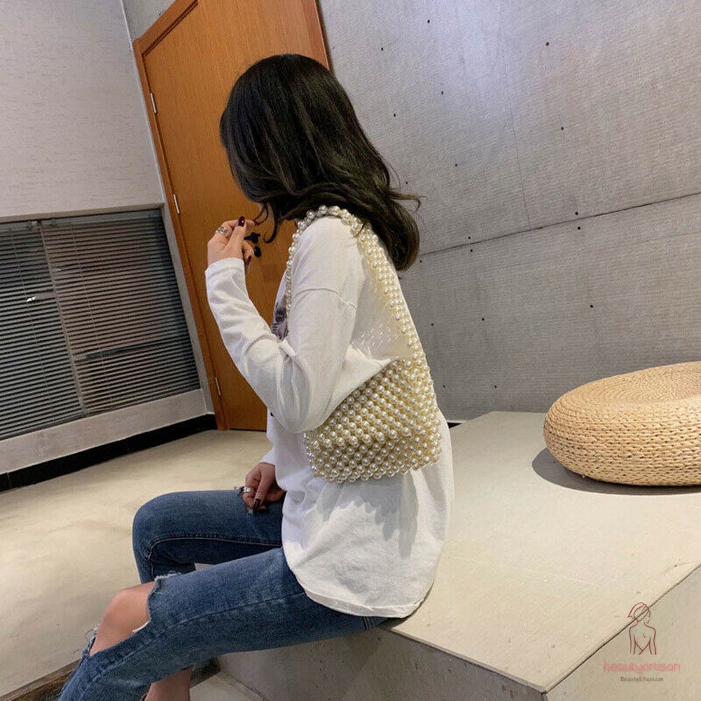 Túi xách nữ đeo chéo kết ngọc trai giả thanh lịch