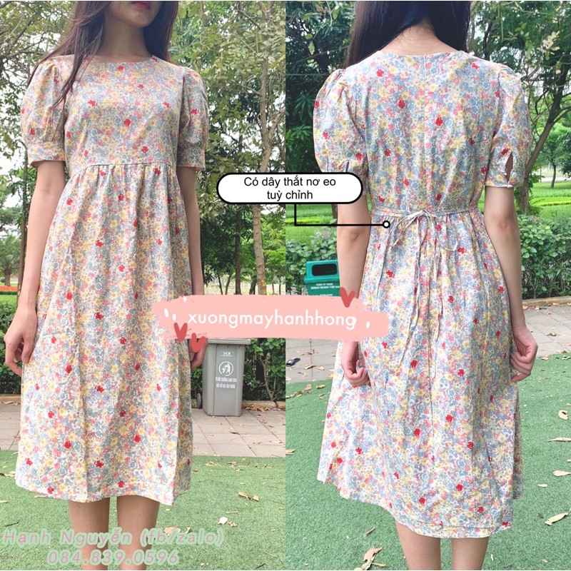 Váy babydoll chất thô quảng châu, váy hoa Ulzzang cực xinh - Xưởng May Hạnh Hồng | BigBuy360 - bigbuy360.vn