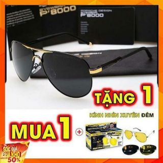 Mắt kính nam P8503 cao cấp chống tia UV tặng kính đi đêm AZ02