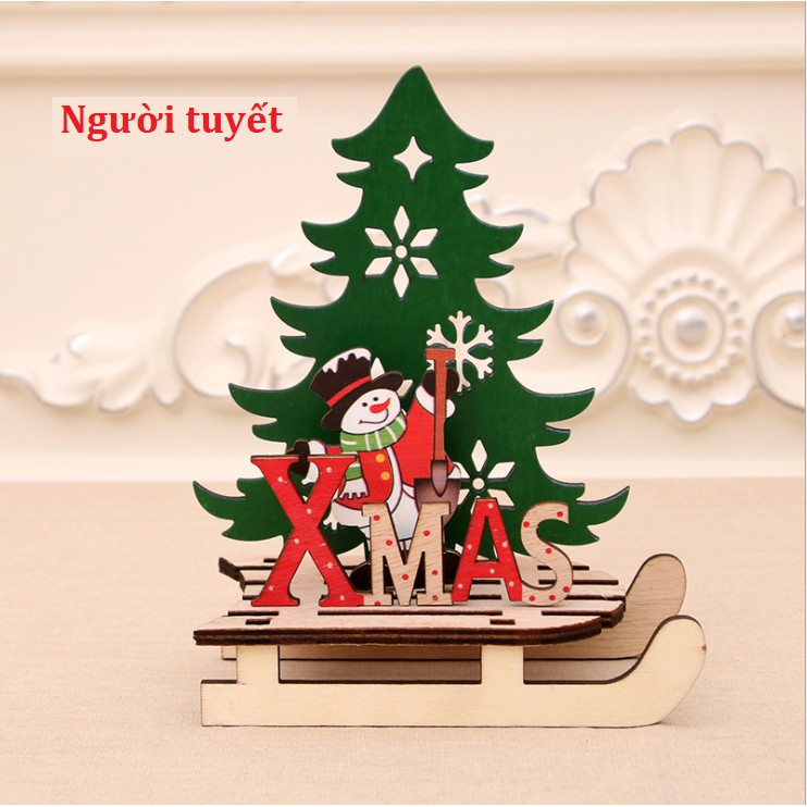 Đồ trang trí gỗ Noel Giáng Sinh hình xe trượt tuyết