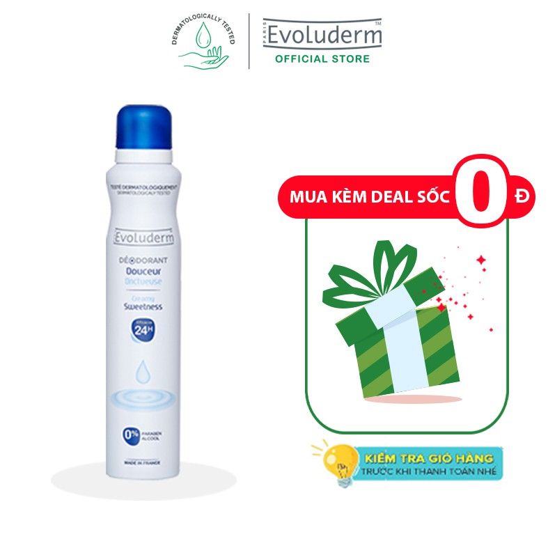 Xịt khử mùi toàn thân 24h Creamy Sweetness Evoluderm 200ml