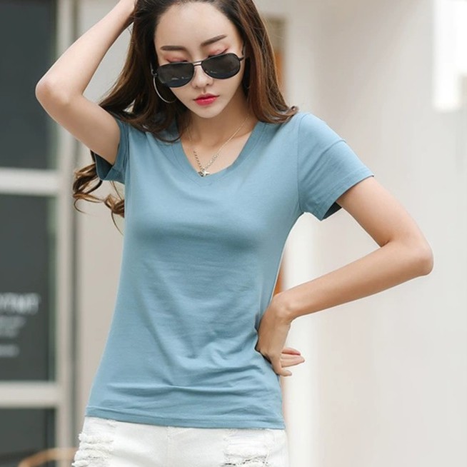 Áo thun nữ trơn Hàn Quốc đẹp vải mềm mịn thoáng mát LN08 | BigBuy360 - bigbuy360.vn