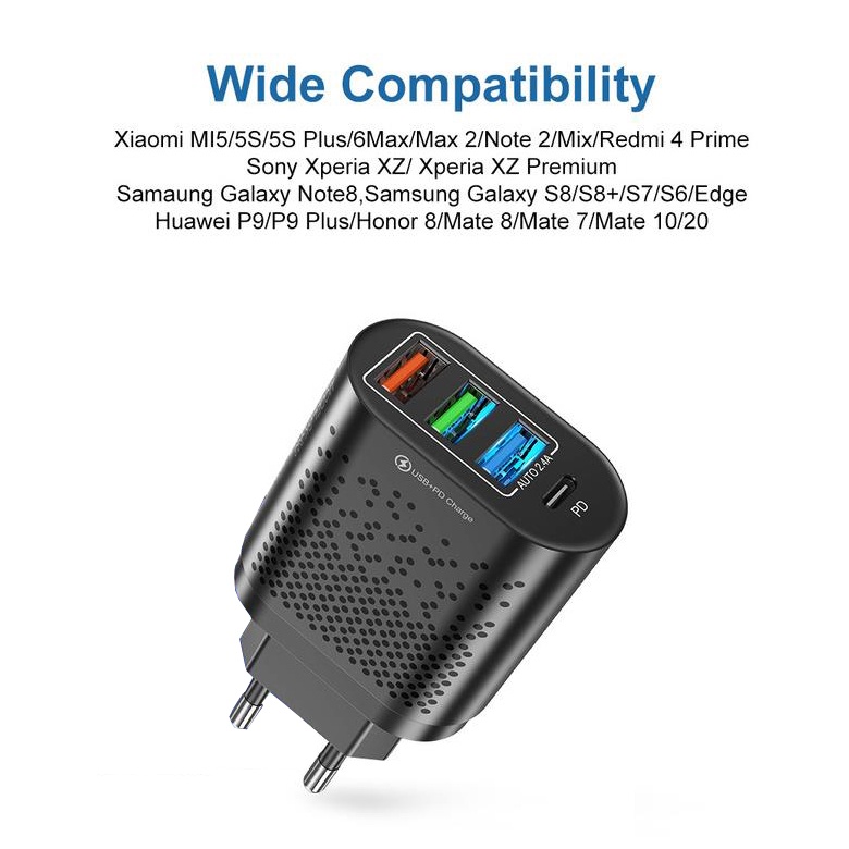 Bộ sạc nhanh USB và Micro USB 2021 SPRISE U75 48W 2.4A QC3.1 thích hợp cho Android