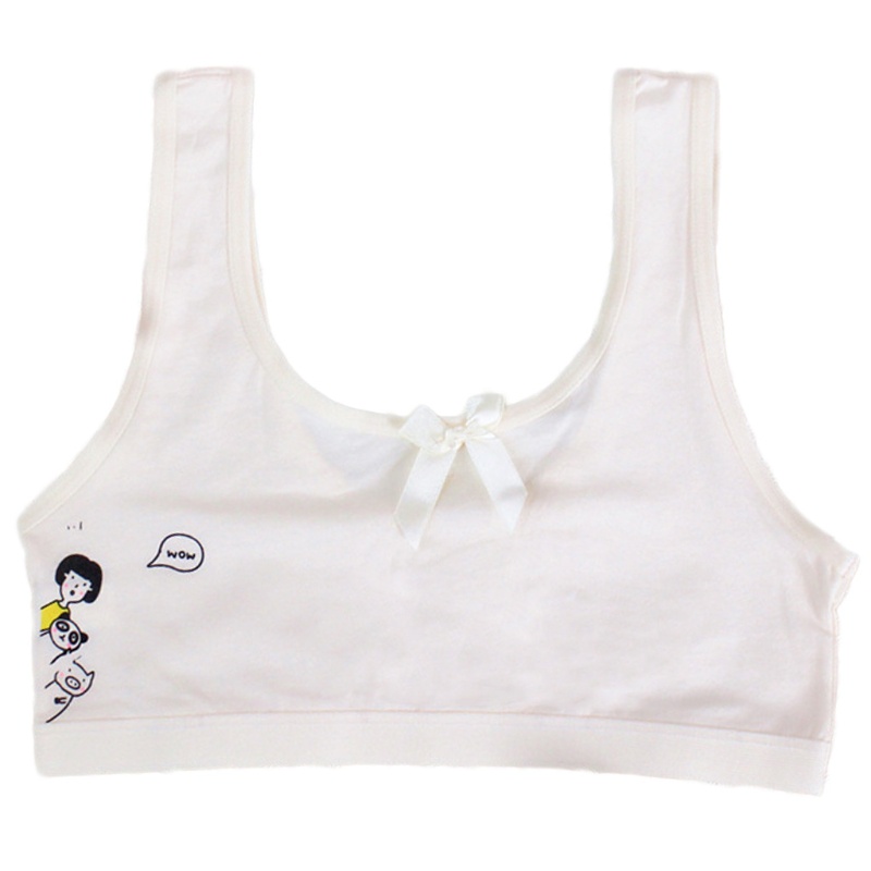 Áo Ngực Cotton Thoáng Khí Đính Nơ Họa Tiết Hoạt Hình Dễ Thương Thời Trang Mùa Hè Cho Bạn Gái