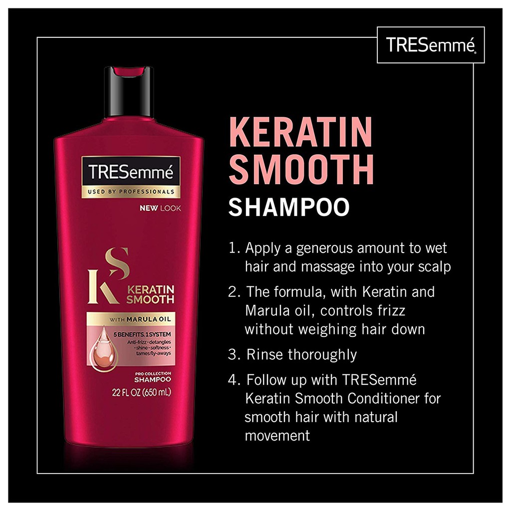 Dầu gội chuyên nghiệp giúp tóc mượt Tresemme Expert Selection Keratin Smooth Shampoo 650ml (Mỹ)