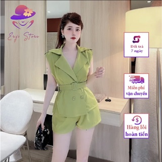 Sét bộ áo cổ vest sát nách tặng kèm đai