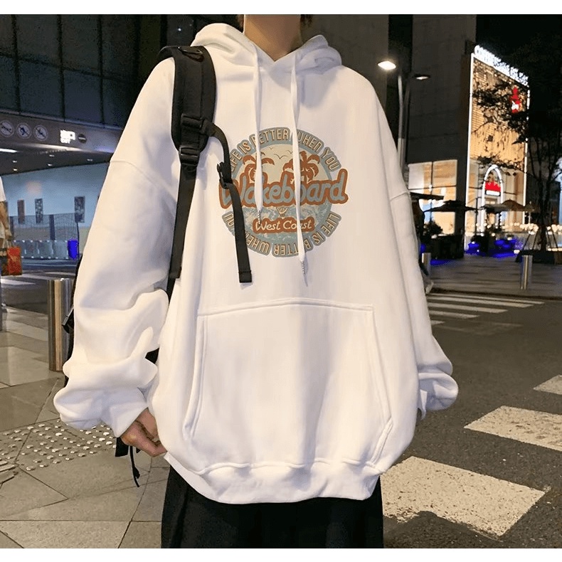 Áo hoodie Dáng Rộng In Chữ Phong Cách Hàn Quốc Thời Trang Cho Nam