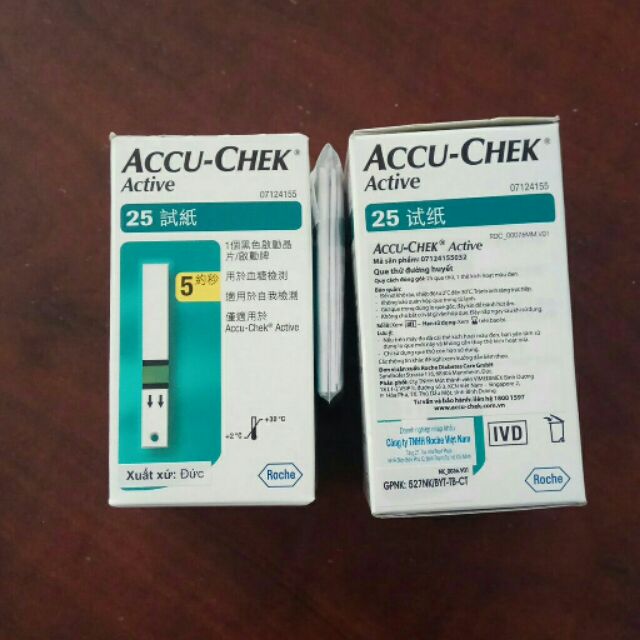 Que thử đường huyết accu-check active hộp 25 que