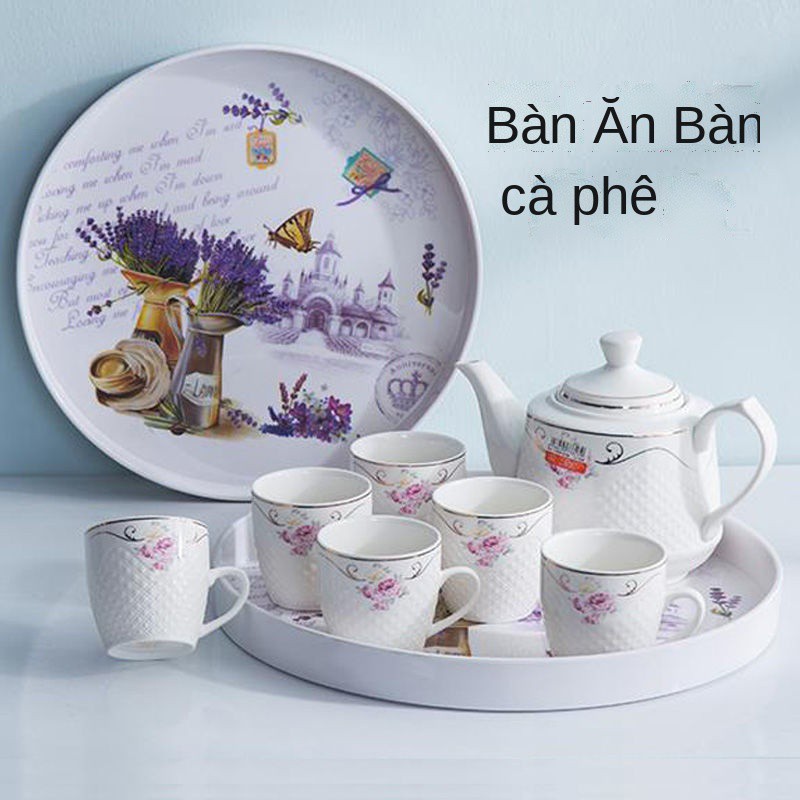 ℗Melamine Khay trà hình chữ nhật Khay nhựa tròn Khay đựng trà gia dụng Cốc nước Khay đựng bánh ngọt Khay đựng bộ đồ ăn K