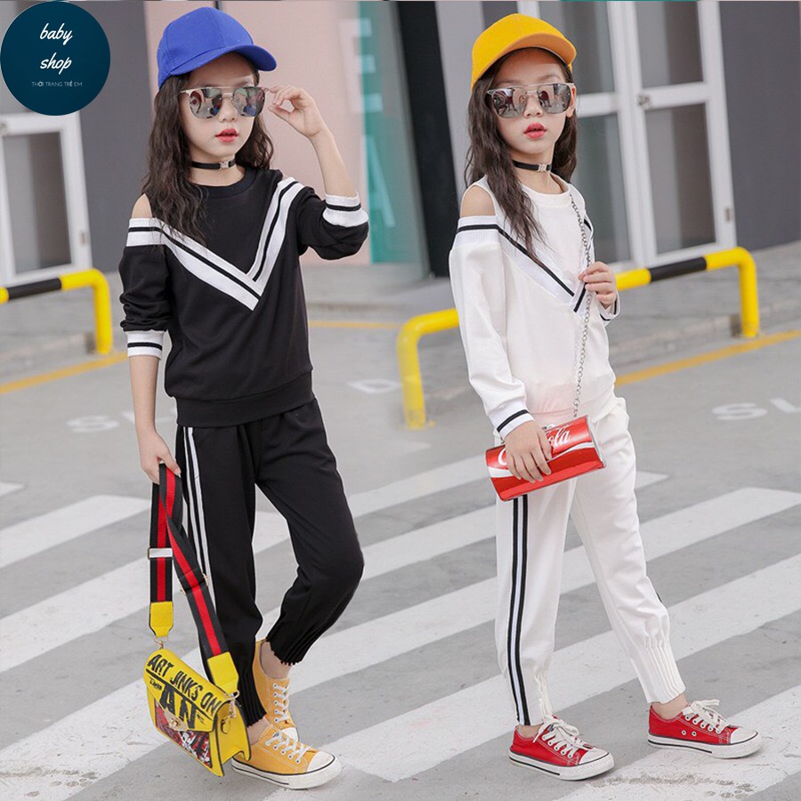 Bộ Nỉ Thu Đông Baby Shop Cho Bé Gái Từ 10 Đến 30 Kg Mã BAKV