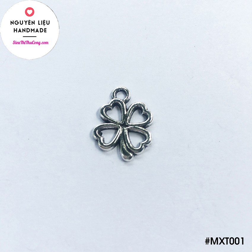 MXT001 - Mặt xi trắng cỏ bốn lá rỗng size nhỏ vừa - Bịch 15 cái/10gr