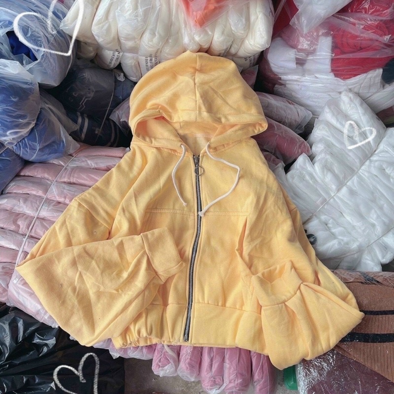 Áo khoác nỉ dây kéo cánh dơi form croptop - Hoodie zip croptop