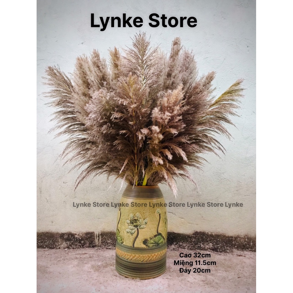 Bình Hoa Lọ Hoa Gốm Dáng Chuông To Khắc Vẽ Tay Thủ Công Gốm Sứ Bát Tràng - Lynke Store