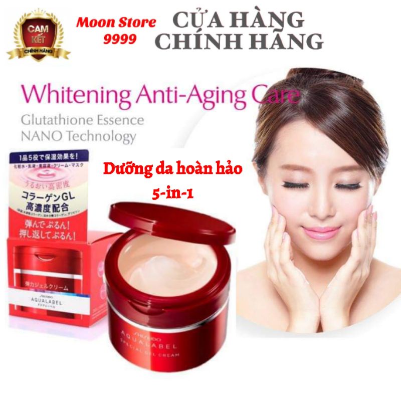 Kem dưỡng chống lão hóa Shiseido Aqualabel Special Gel  5in1 Hộp 90g All in one - Kem Shiseido Aqualabel màu đỏ