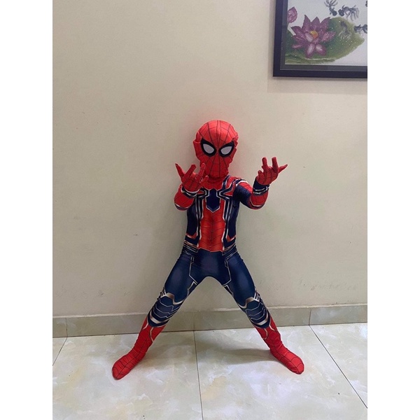 Bộ Hoá Trang Cosplay Siêu Nhân Người Nhện Sắt Iron Spider Man Chất Thun Co Giãn Thoáng Mát