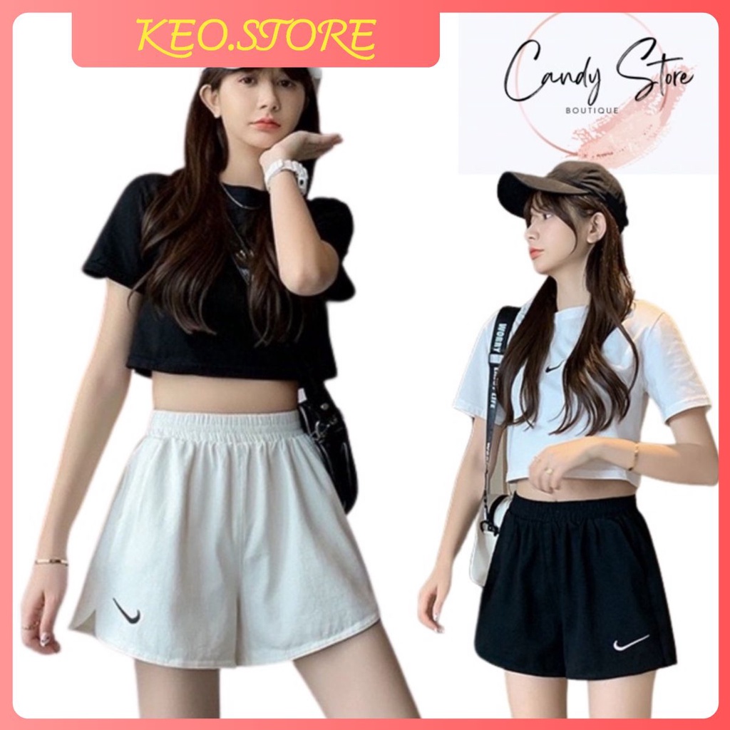 Quần đùi nữ 🦋 short chất đẹp loại 1 mix kèm áo 2 dây áo thun croptop cực xinh