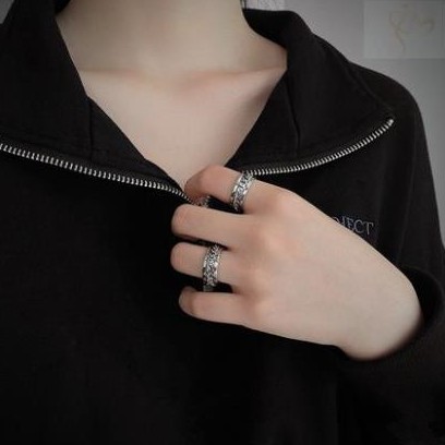 Nhẫn kim loại họa tiết dây xích nhiều màu B738