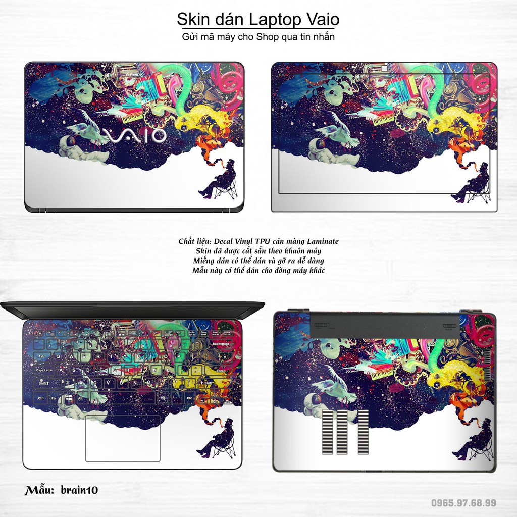 Skin dán Laptop Sony Vaio in hình Left Brain Right Brain (inbox mã máy cho Shop)