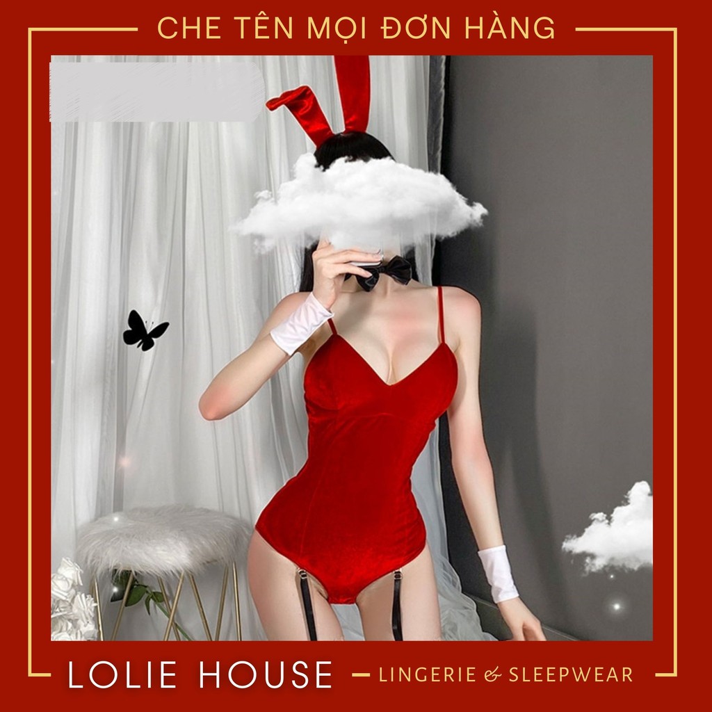 Bodysuit cosplay thỏ hầu gái playboy sexy bằng nhung có bờm tai thỏ bunny LOLIE HOUSE - CP12 | BigBuy360 - bigbuy360.vn