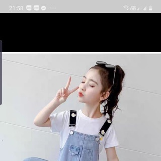 Sét yếm Jean hoa cúc cho bé gái