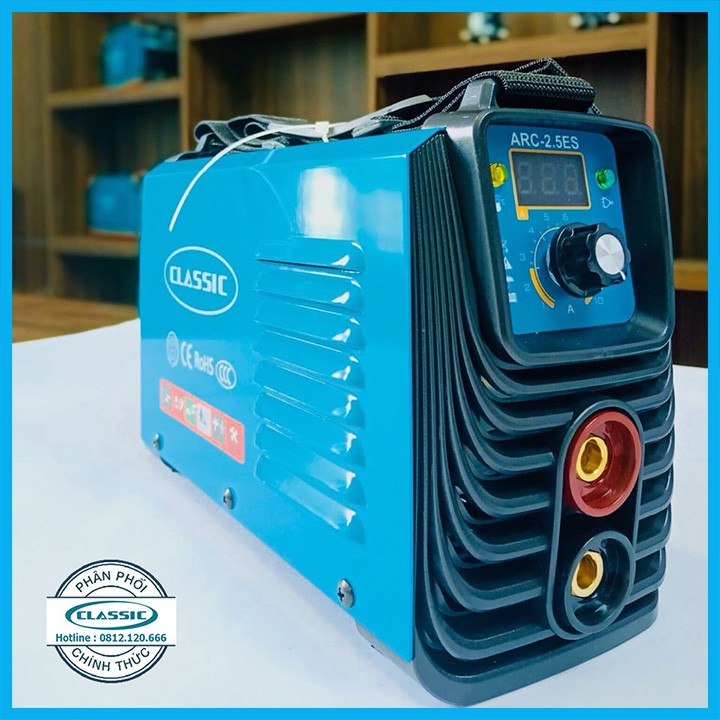 Máy hàn que mini Classic kèm dây hàn và dây mass, có đồng hồ hiển thị dòng hàn
