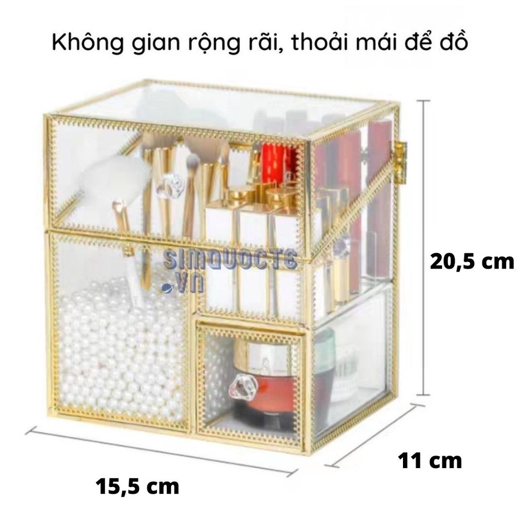 Kệ đựng mỹ phẩm trang sức viền kim loại cao cấp HKL4