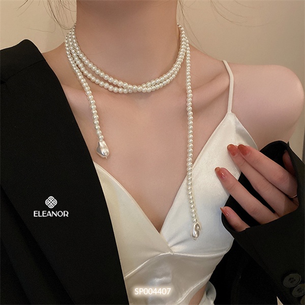 Dây chuyền nữ layer ngọc trai nhân tạo Eleanor Accessories dáng dài dạng chuỗi hạt phụ kiện trang sức 4407