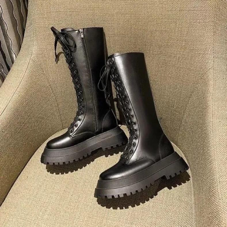 Boot nữ cổ cao đan dây đế 6cm,boot đùi chiến binh, bốt da,ôm chân,chuẩn form[LOẠI 1](Ảnh thật) | BigBuy360 - bigbuy360.vn