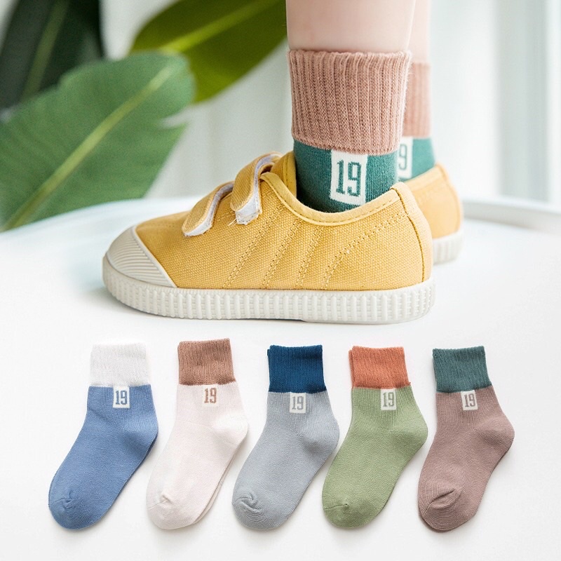 Set 5 đôi tất thu đông trẻ em số 19 co giãn, mềm mịn cho bé từ 1-3 tuổi mã TATB8