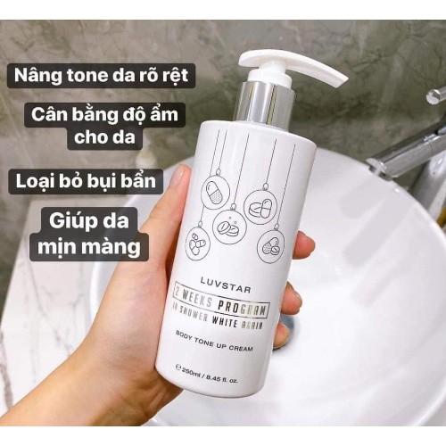 Sữa tắm trắng da Luvstar body tone up cream 150ml