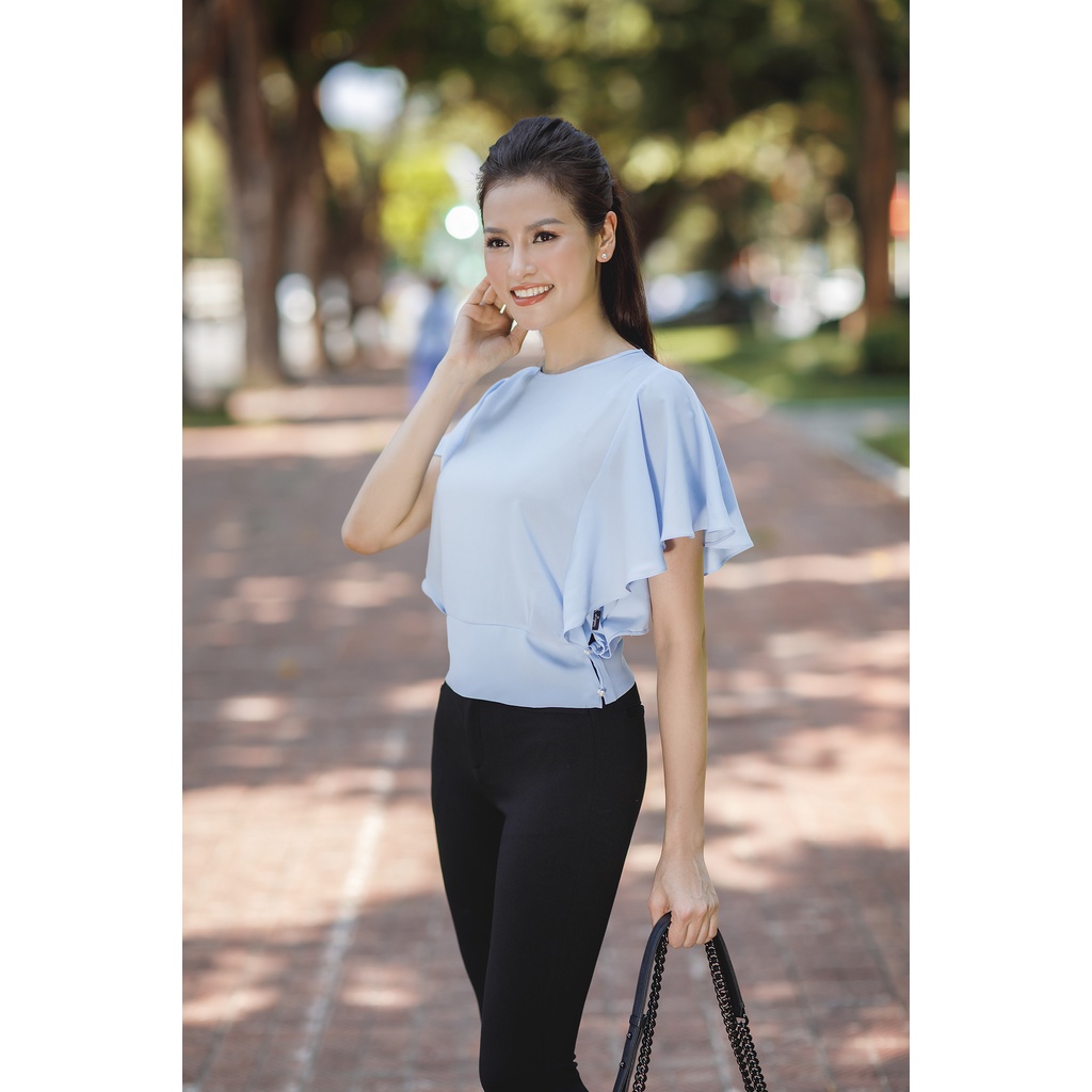 Áo sơ mi công sở cách điệu LUPERI LFSM201 bo gấu, tay cánh rơi sang trọng qúy phái