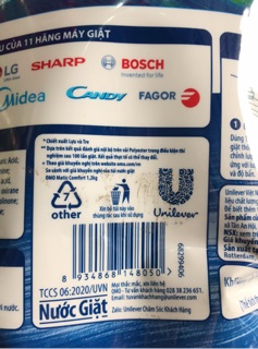 Túi nước giặt OMO matic cửa trước 3,6Kg