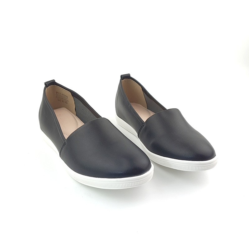 Giày bệt Nữ Slipon độn đế 3cm/3 phân Da thật trơn Êm chân chuẩn VNXK - HANO