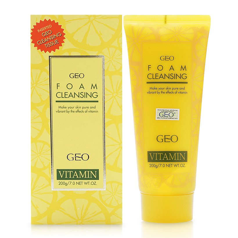 Sữa rửa mặt trắng da Vitamin C Geo Foam Cleansing 120g