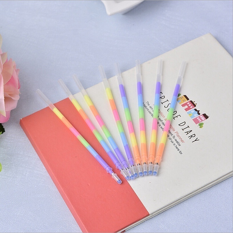 10 Ruột Bút Bi Màu Cầu Vồng